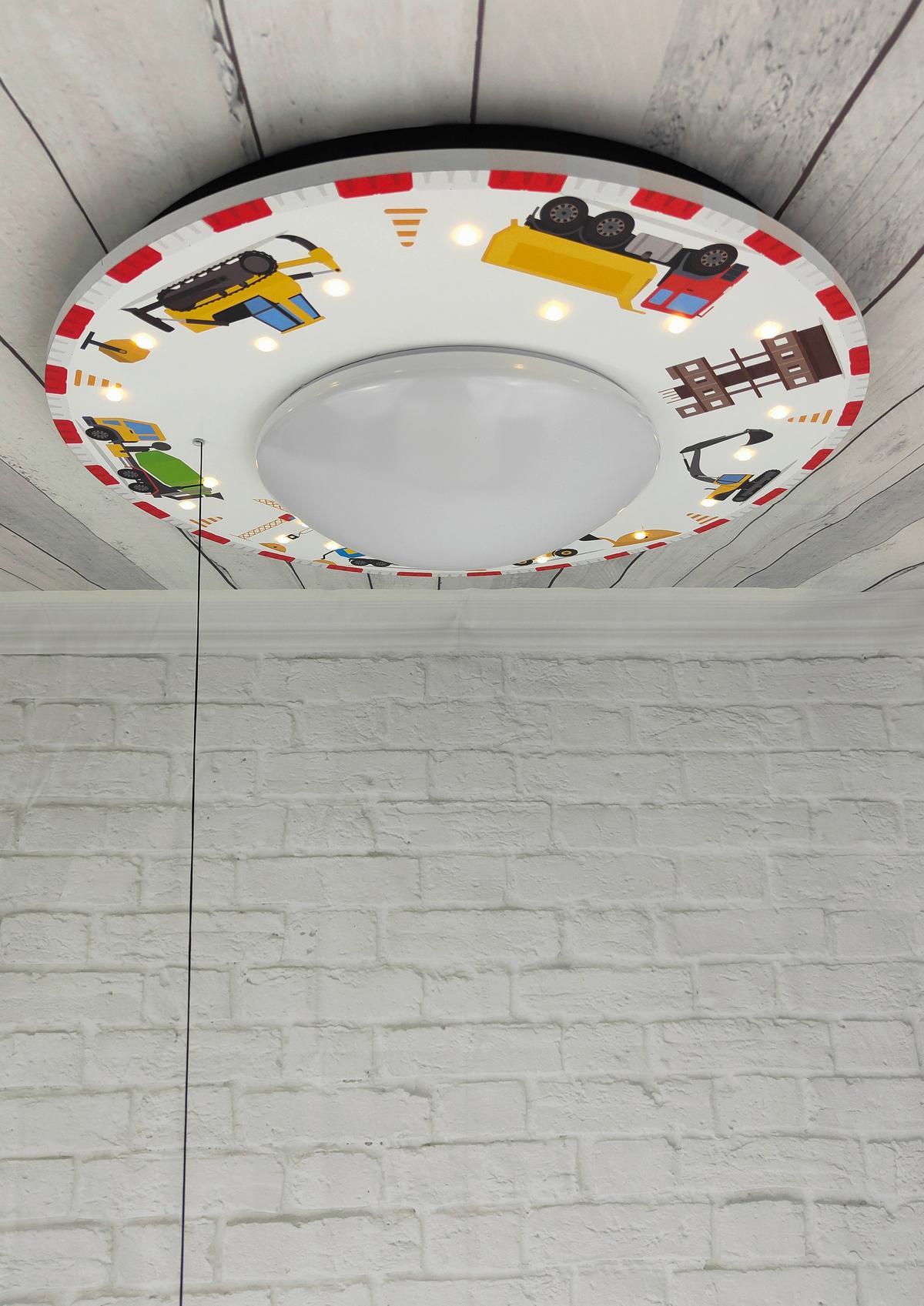 Kinderdeckenleuchte 7004 - Deckenleuchte Baustelle - Multicolor/Weiß, Basics, Holzwerkstoff/Kunststoff (54/11cm) - Niermann