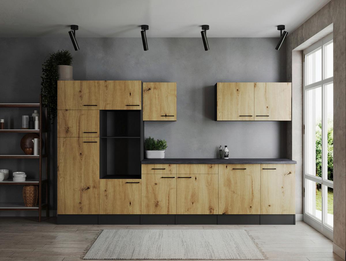 Küchenleerblock Oliver Artisan Dekor B: 340 Cm - Eiche Artisan/Grau, Design, Holzwerkstoff (340cm) - Respekta