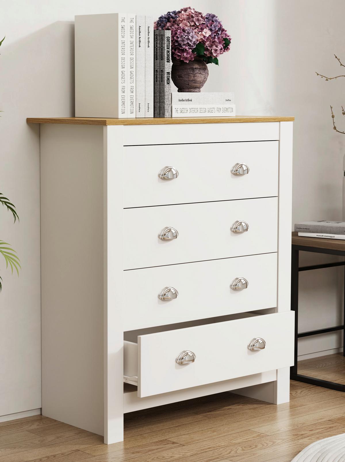 Kommode Balusa Weiß, Eiche Dekor B: 79 cm - Honigeiche/Weiß, LIFESTYLE, Holzwerkstoff (79/95/39,5cm) - MID.YOU