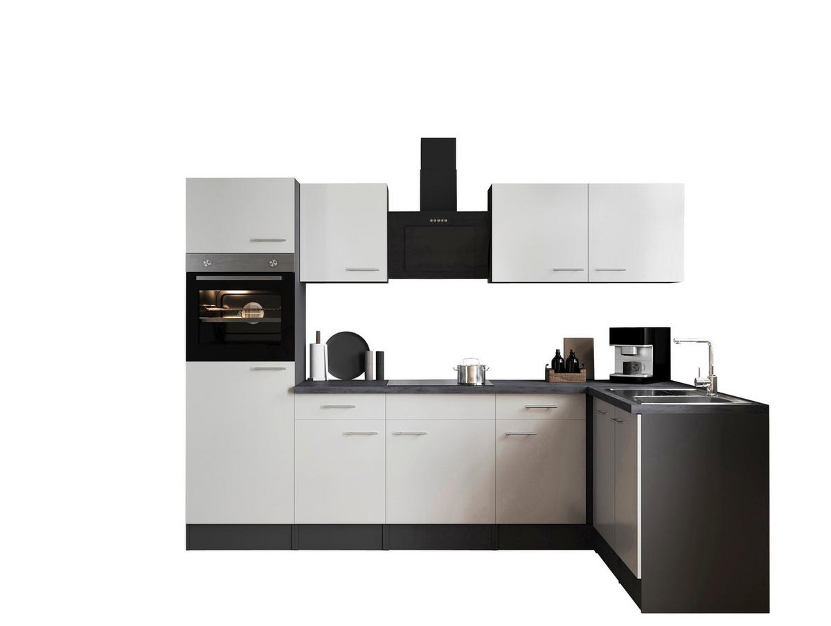 Eckküche Oliver Grau, Weiß S: 280.172cm - Weiß/Grau, Design, Holzwerkstoff (280/172cm) - Respekta