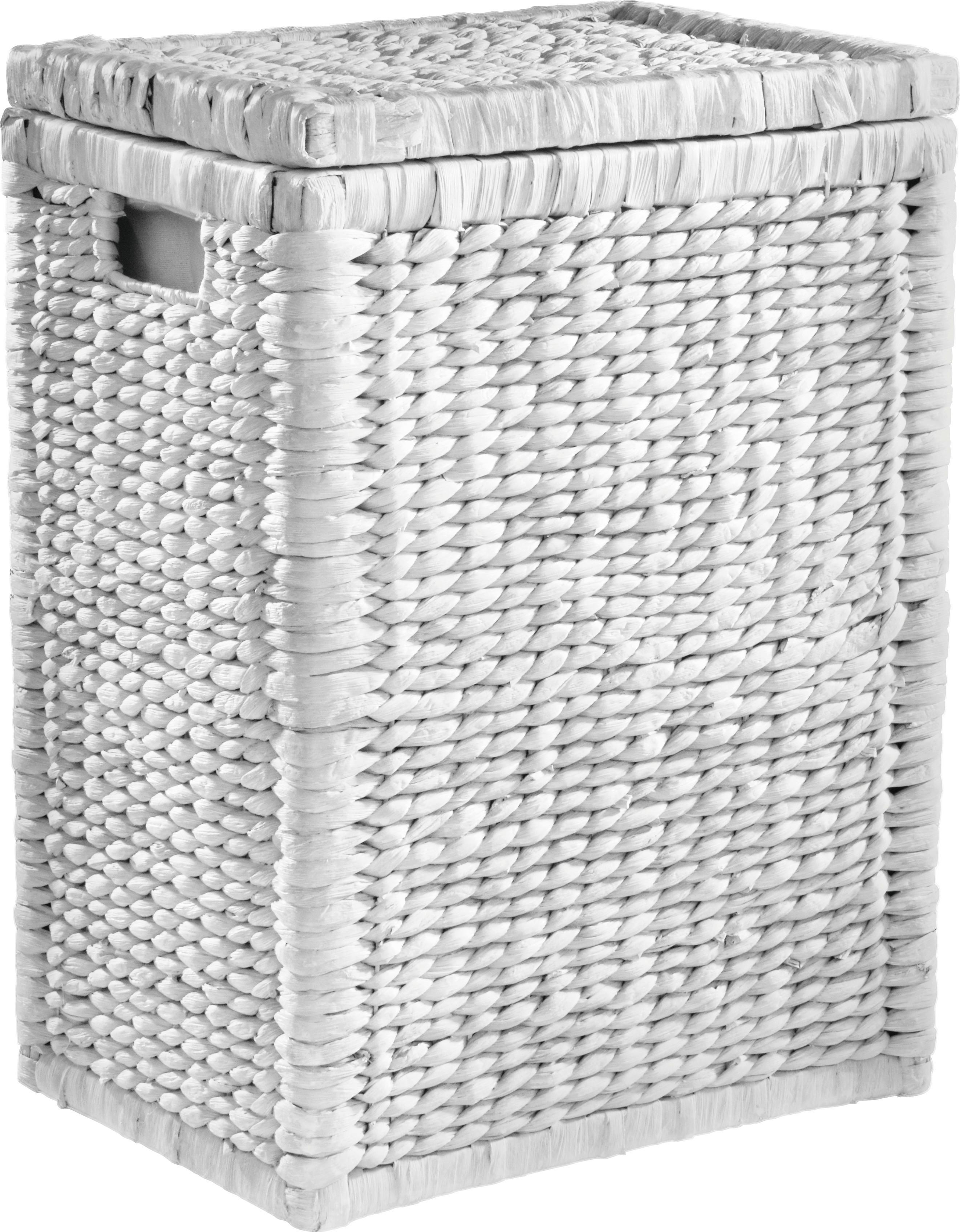 Kôš na bielizeň Tobi I, 50l - biela, Romantik / Landhaus, drevo/prírodné materiály (44/58/32cm) - Zandiara