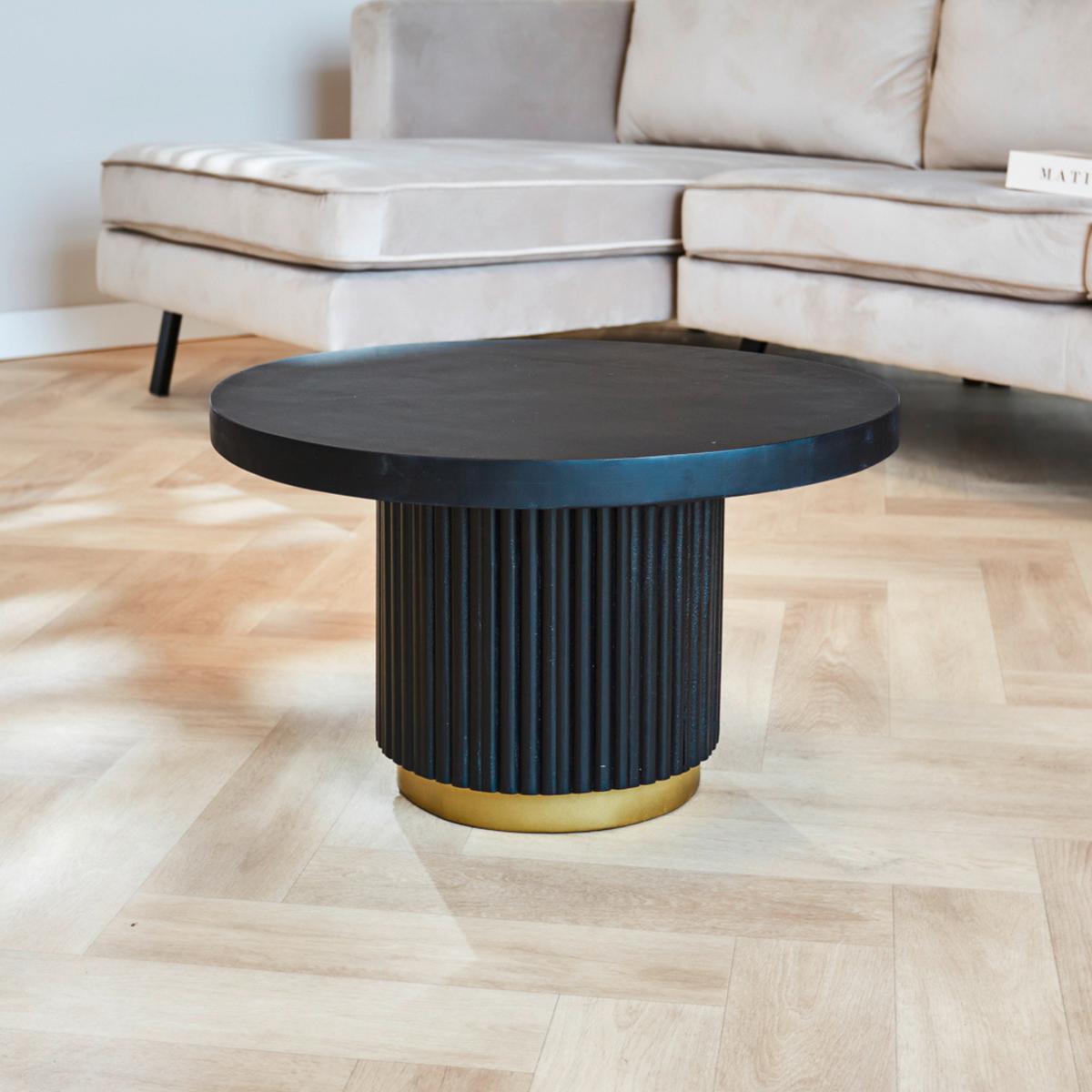 Couchtisch Uitgeest Schwarz/goldfarben, 60 Cm - Goldfarben/Schwarz, MODERN, Holz (60/60/36cm) - MID.YOU