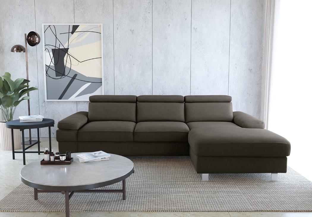Ecksofa Elvis, Anthrazit S: 259x182 Cm - Anthrazit/Silberfarben, KONVENTIONELL, Textil (259/182cm) - Trendmanufaktur