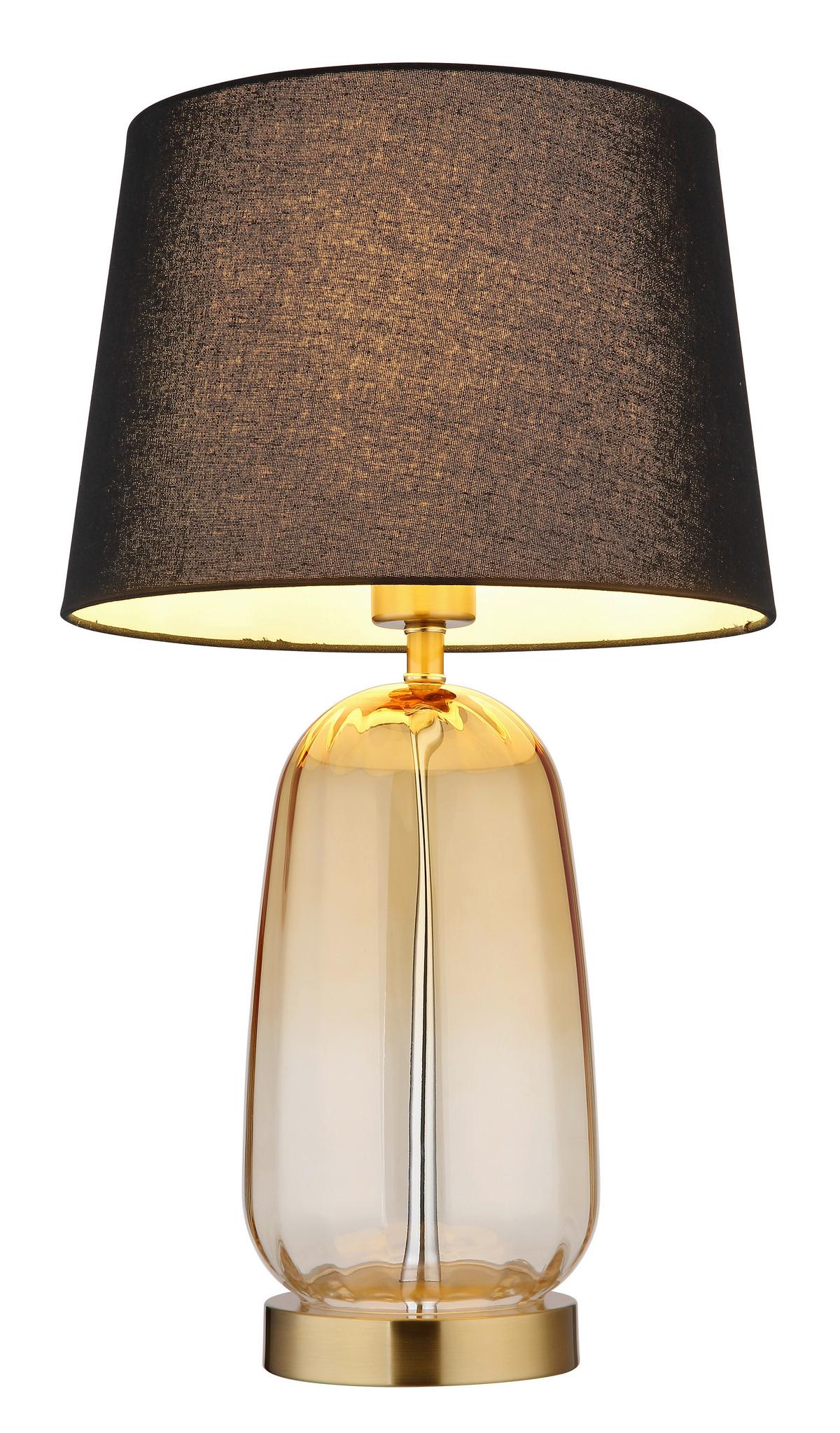 Tischleuchte 24142s - Klar/Messingfarben, KONVENTIONELL, Glas/Textil (30/52cm) - Globo