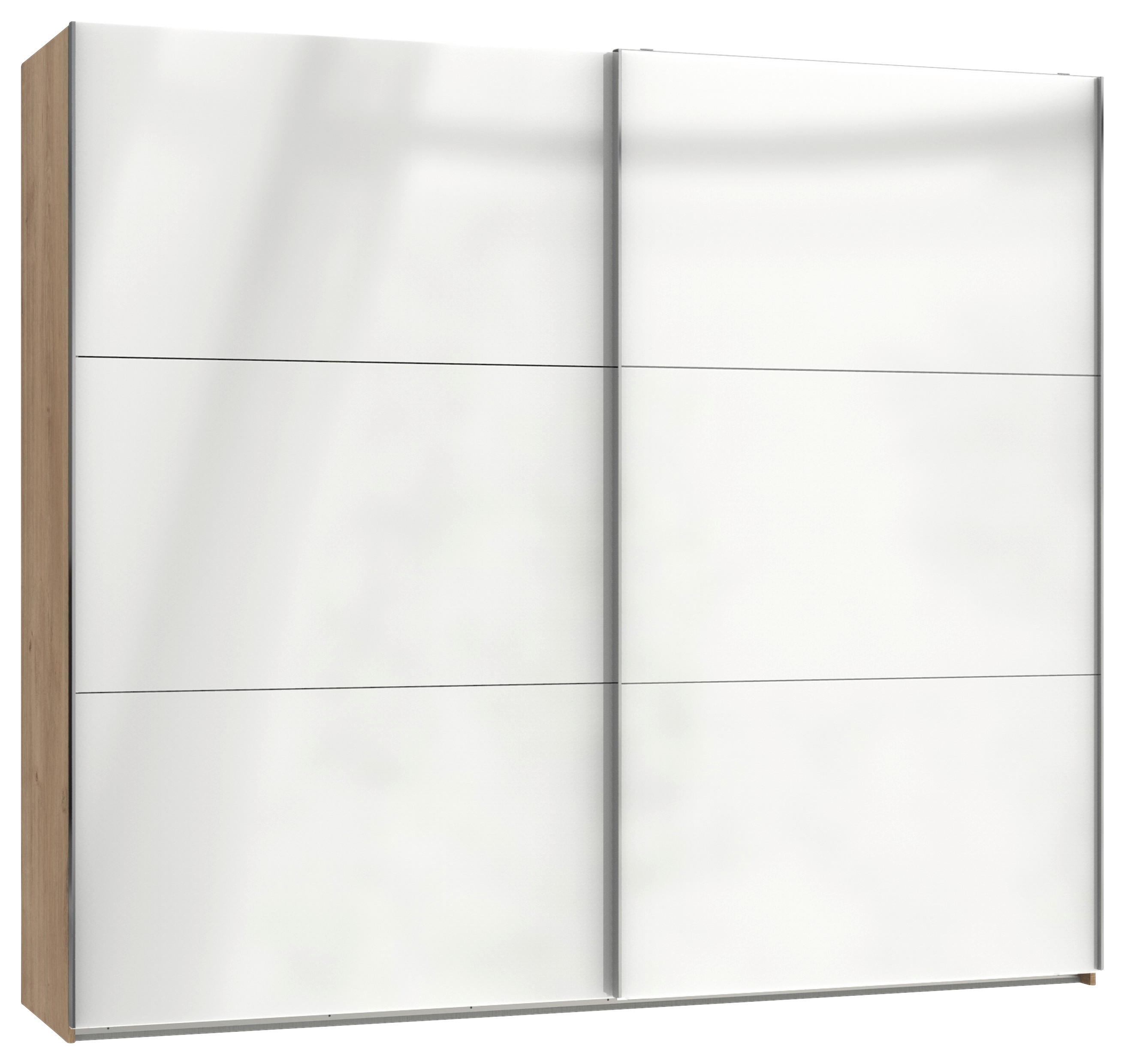 Schwebetürenschrank B: 250 Cm Level Weiß/eichefarben Dekor - Eichefarben/Weiß, MODERN, Holzwerkstoff (250/216/65cm) - MID.YOU