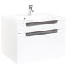 Waschbecken mit Unterschrank Siena B: 80cm Weiß/Eiche Dekor - Weiß/Silbereichenfarben, MODERN, Holzwerkstoff/Stein (80cm) - Held