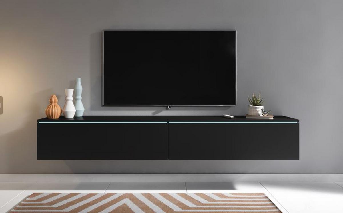 TV nízka komoda černá/grafit matný - šedá/černá, Lifestyle, kompozitní dřevo/plast (180/30/33cm) - P & B