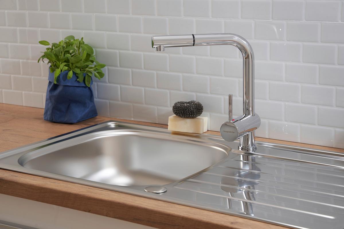 Spüle Respekta Edelstahl Bxt: 86x50 Cm - Edelstahlfarben, Trend, Metall (86/17,5/50cm) - Respekta