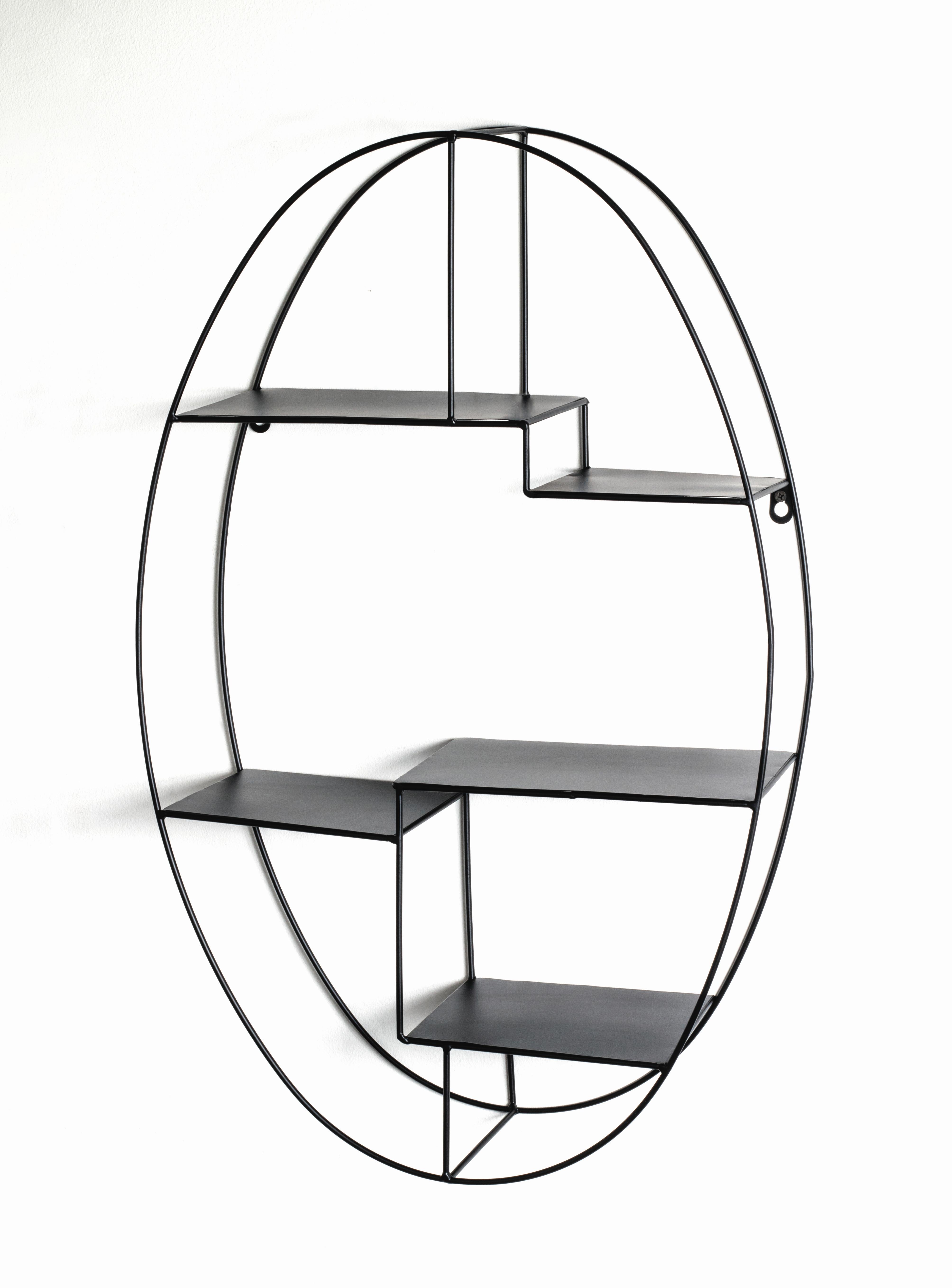 Nástěnný regál KIRKLEES 9 černý - černá, Moderní, kov (44/71/16cm)