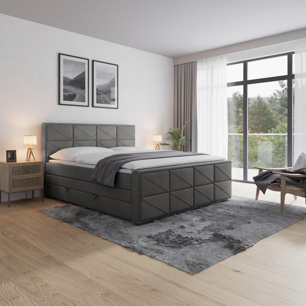 Boxspringbett mit Bettkasten 180x200 cm Anthrazit Helsinki