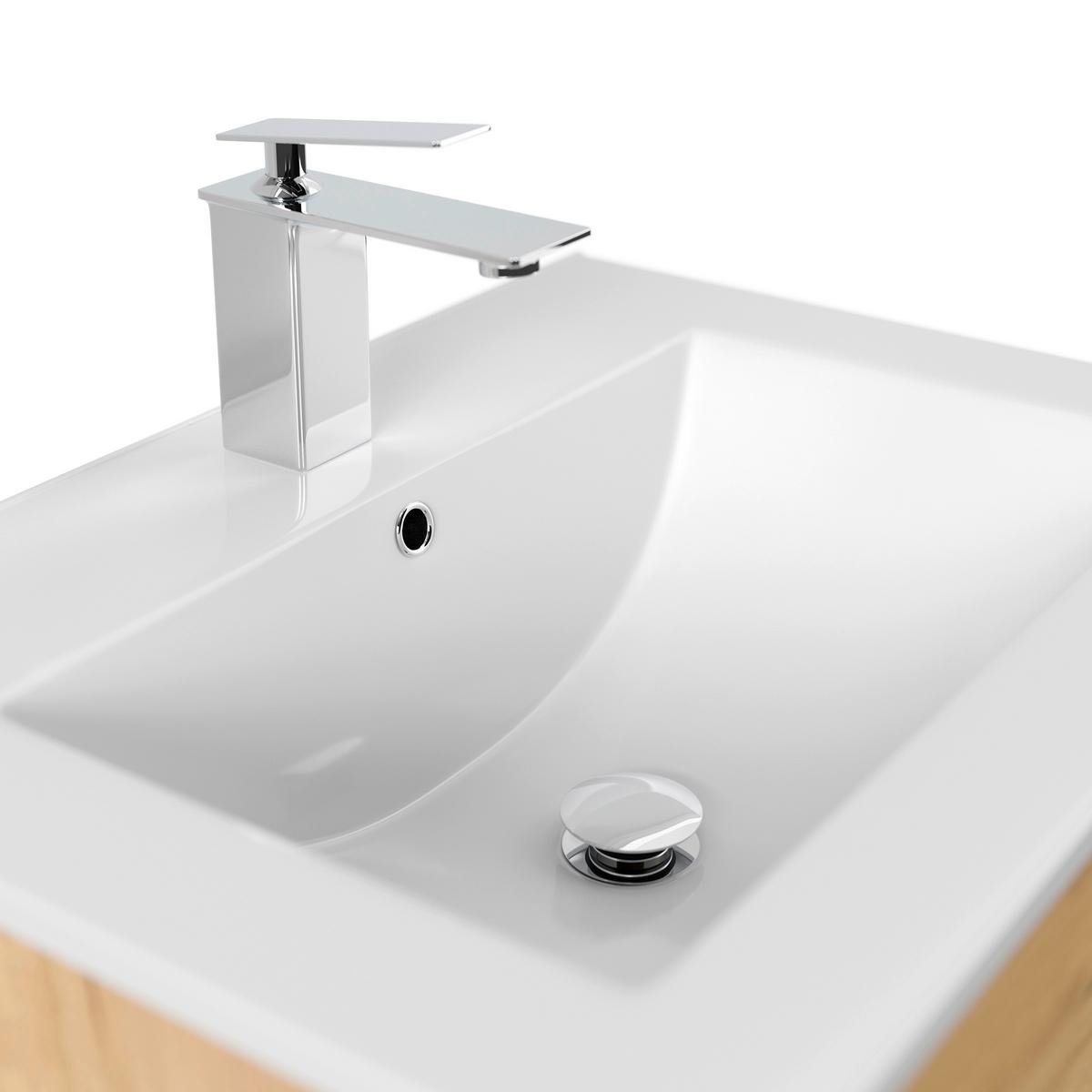 WASCHTISCHKOMBI Homeline, Eichefarben B:61,5cm - Eichefarben/Weiß, Basics, Keramik/Holzwerkstoff (61,5cm) - MID.YOU
