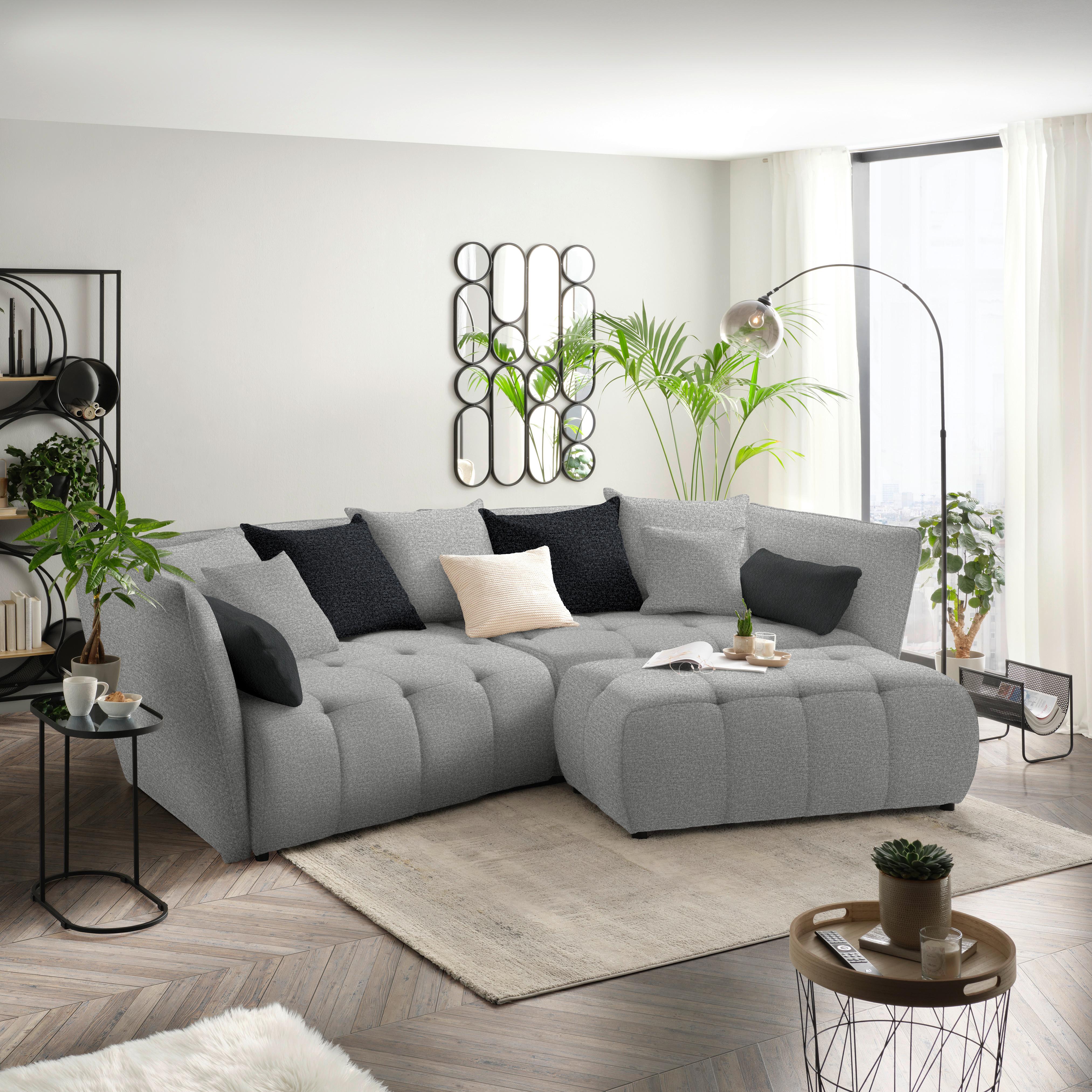 Boxspringová pohovka SOFI, světle šedá, tmavě šedá - šedá/černá, Moderní, textil (294/93/152cm) - Premium Living