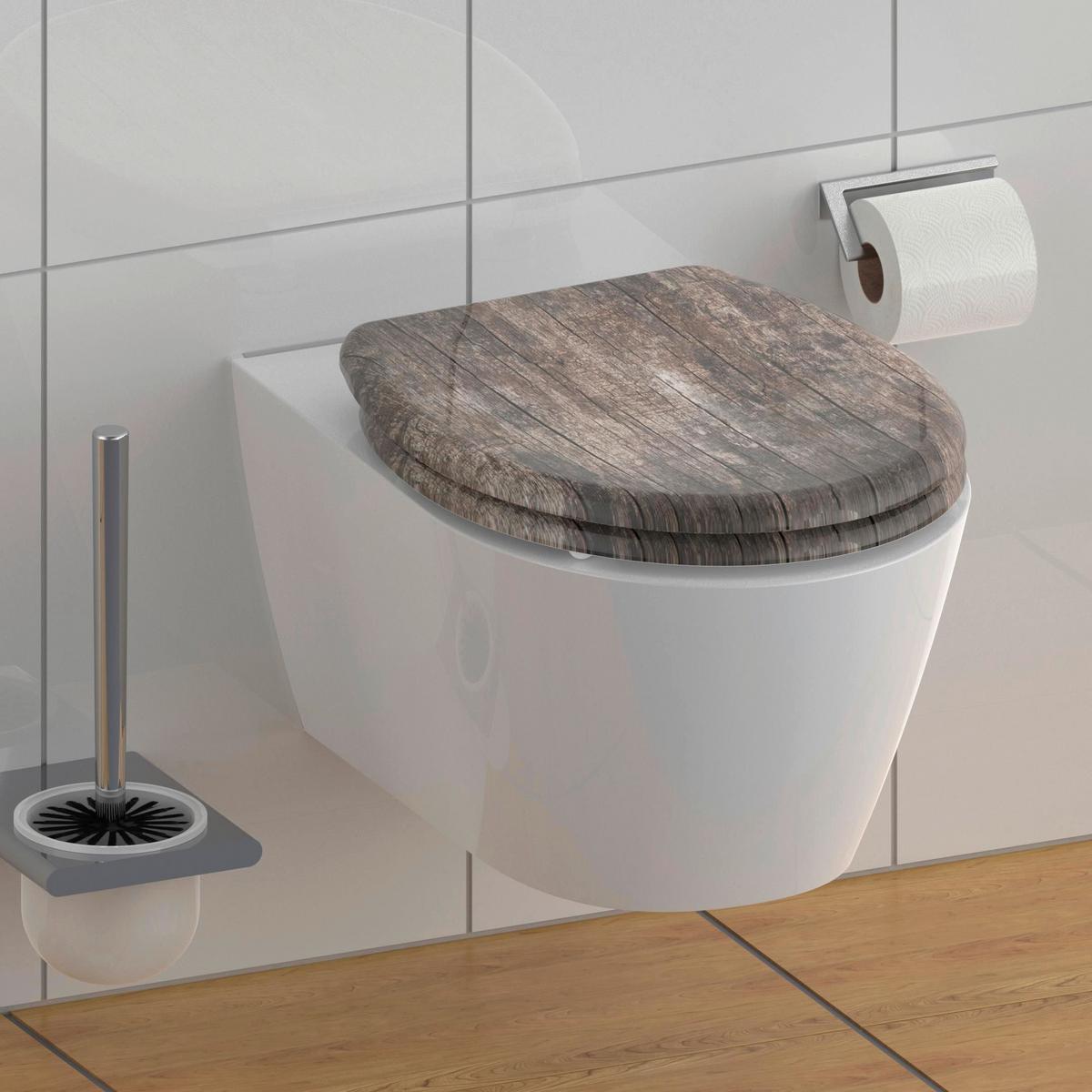 WC-Sitz braun mit Absenkautomatik, B: 37,5cm - Braun, KONVENTIONELL, Kunststoff (37,5/45,5/2,5cm)