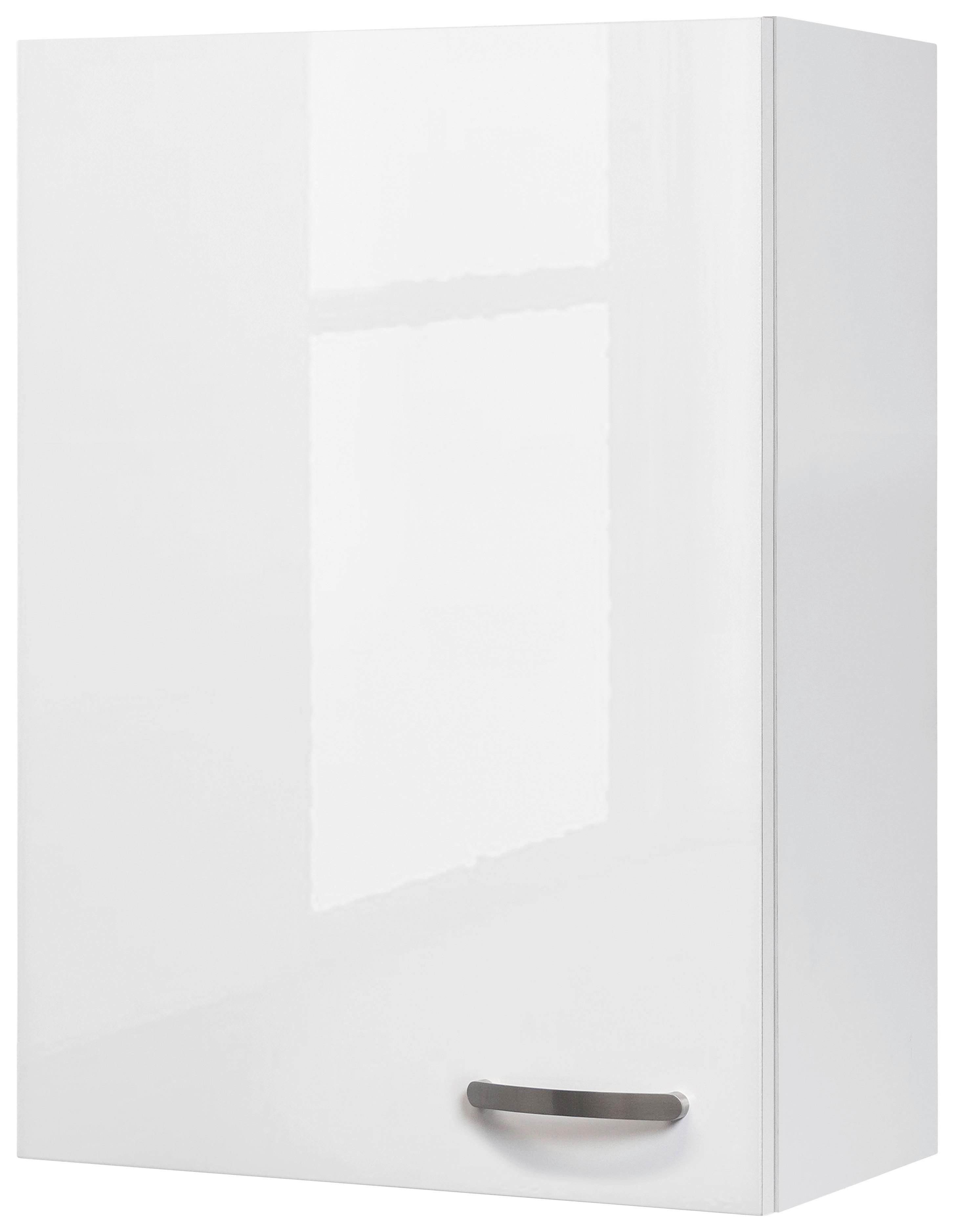 Felsőszekrény Alba - magasfényű fehér/fehér, Modern, faalapú anyag (60/89/32cm)