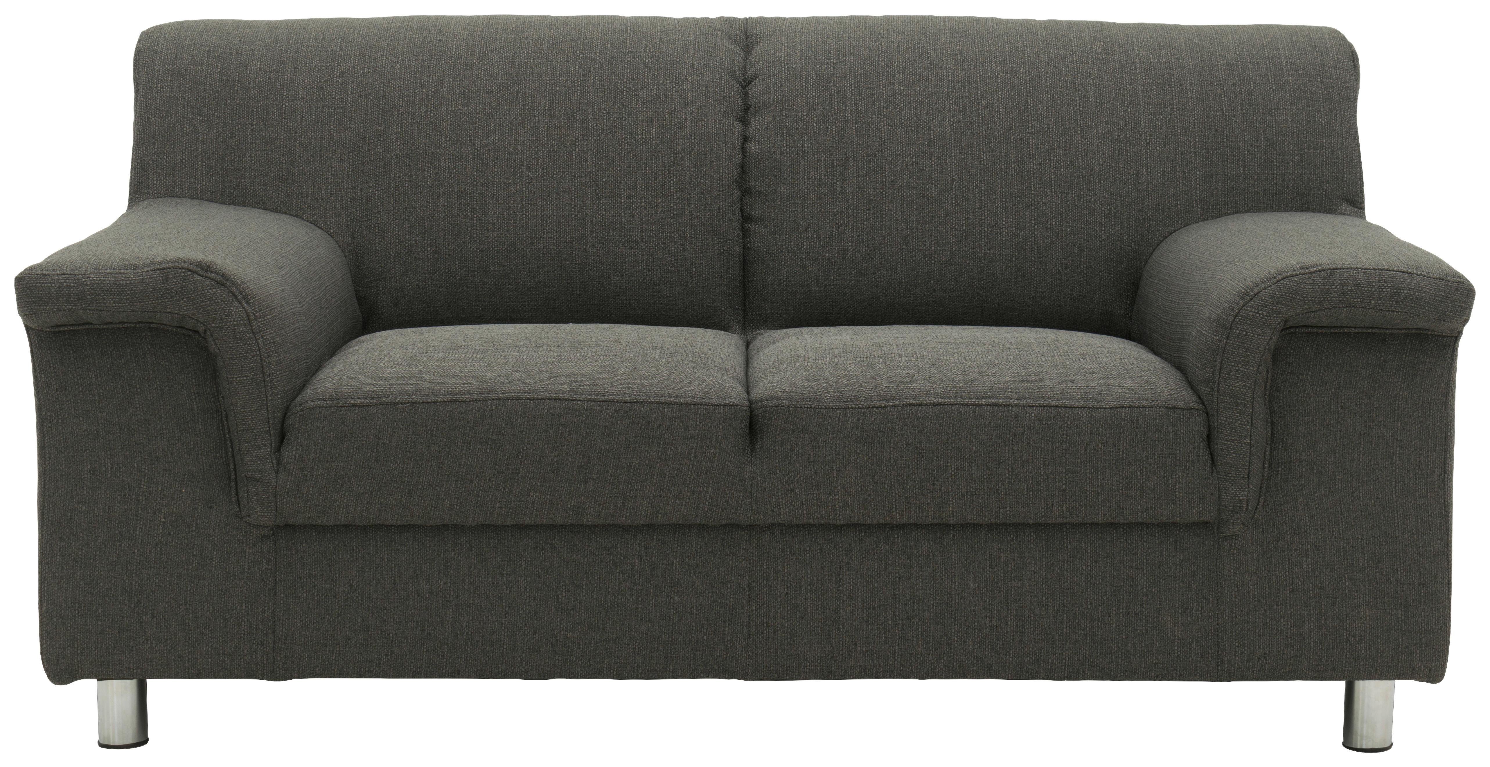2-Sitzer-Sofa Jamie Rücken Echt Schlammfarben - Chromfarben/Schlammfarben, KONVENTIONELL, Textil (145/72/80cm)