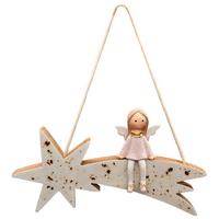 Závesná dekorácia HOLLY - biela/ružová, Konventionell, kompozitné drevo/plast (15/11/1cm) - Mömax