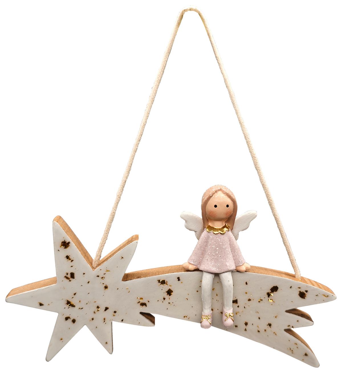 Závesná dekorácia HOLLY - biela/ružová, Konventionell, kompozitné drevo/plast (15/11/1cm) - Mömax