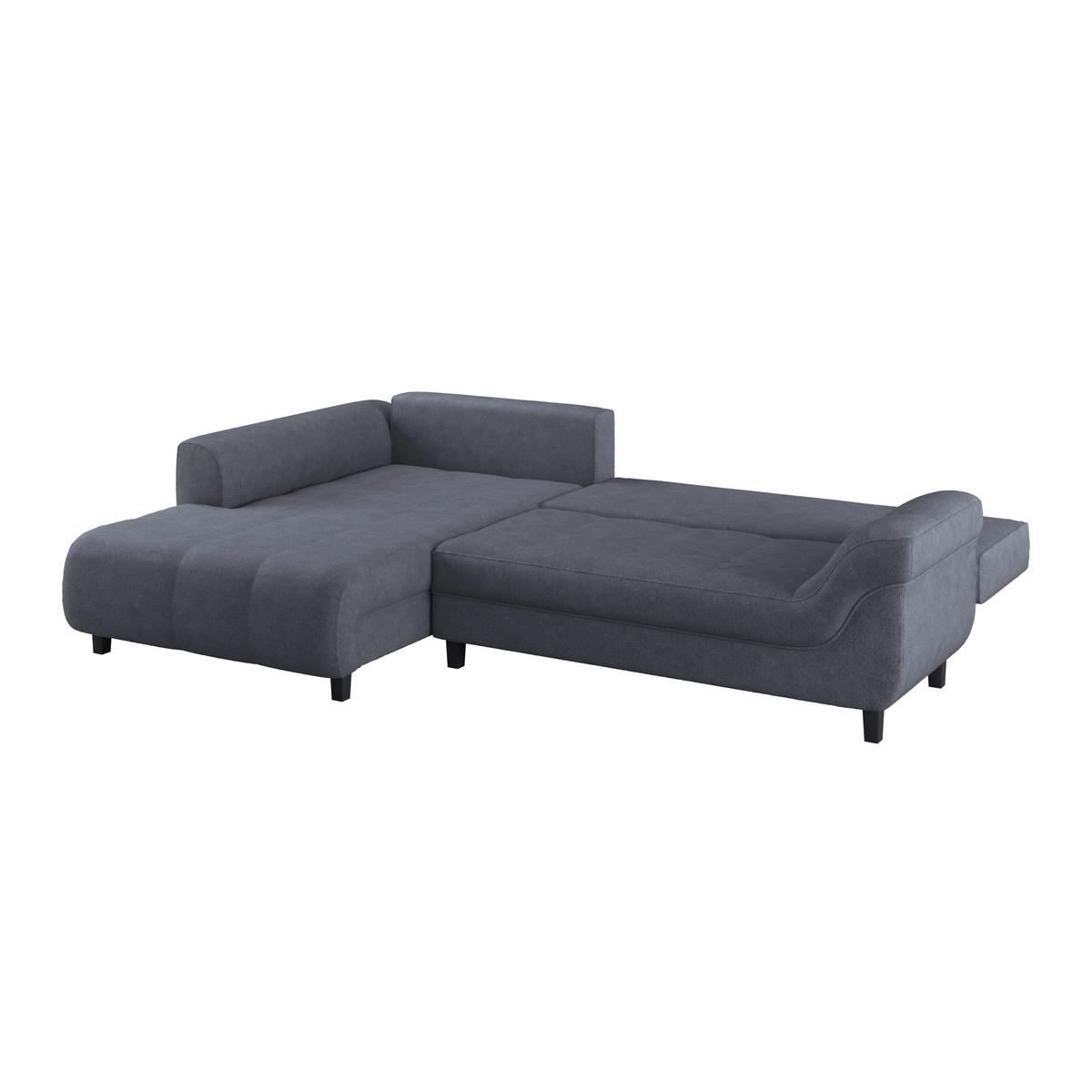 Ecksofa Mendoza - Anthrazit/Schwarz, Design, Textil (197/309cm) - Ondega