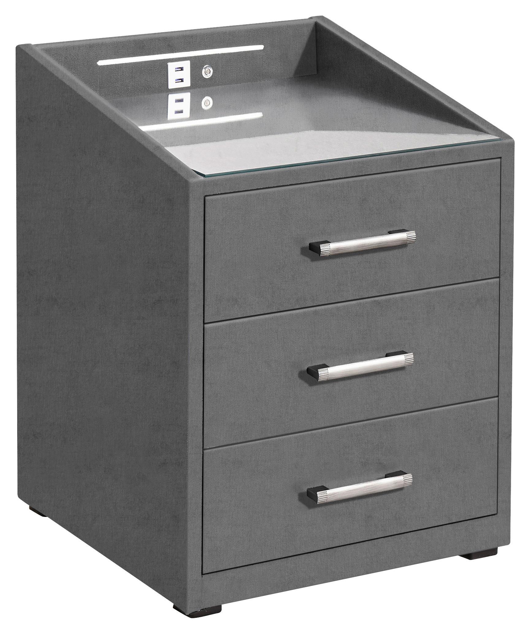 Nachtkästchen Anthrazit Textil H: 61 Cm Moon