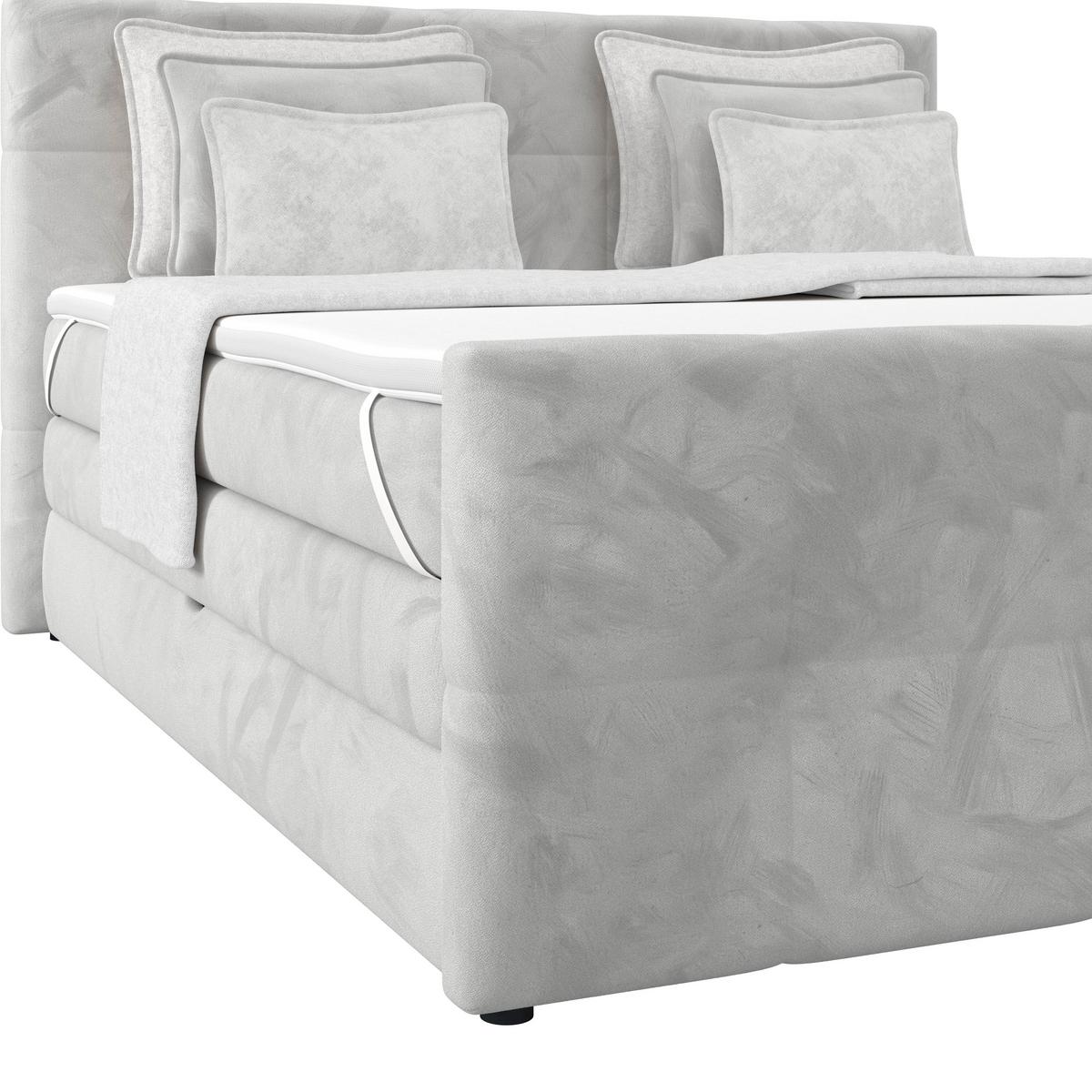 Boxspringbett mit Topper und Bettkasten 160x200 cm Medino - Hellgrau, KONVENTIONELL, Holz/Holzwerkstoff (160/200cm) - Luca Bessoni