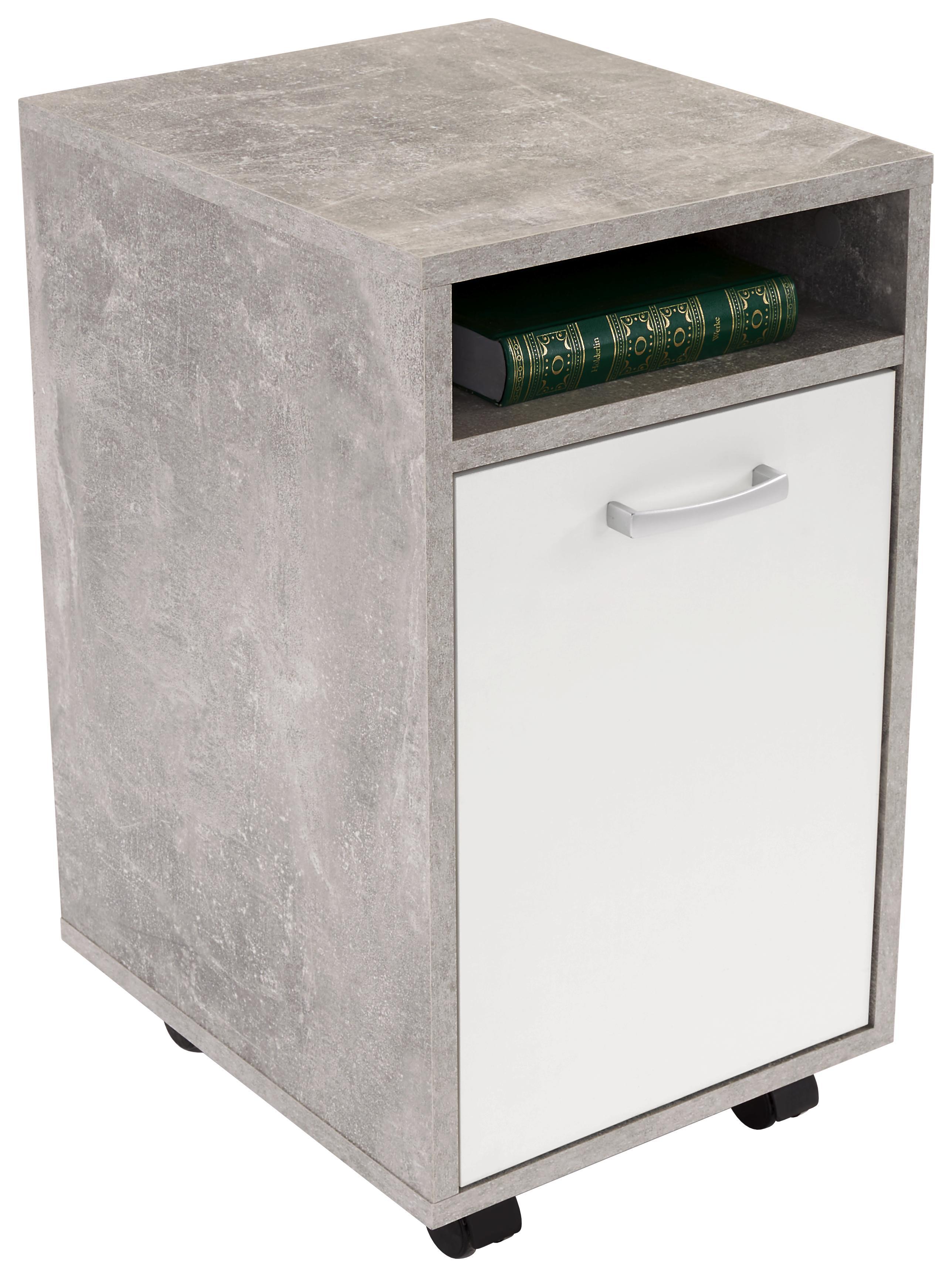 Rollcontainer Laurenc - Weiß/Grau, MODERN, Holzwerkstoff/Kunststoff (33/59,5/38cm)