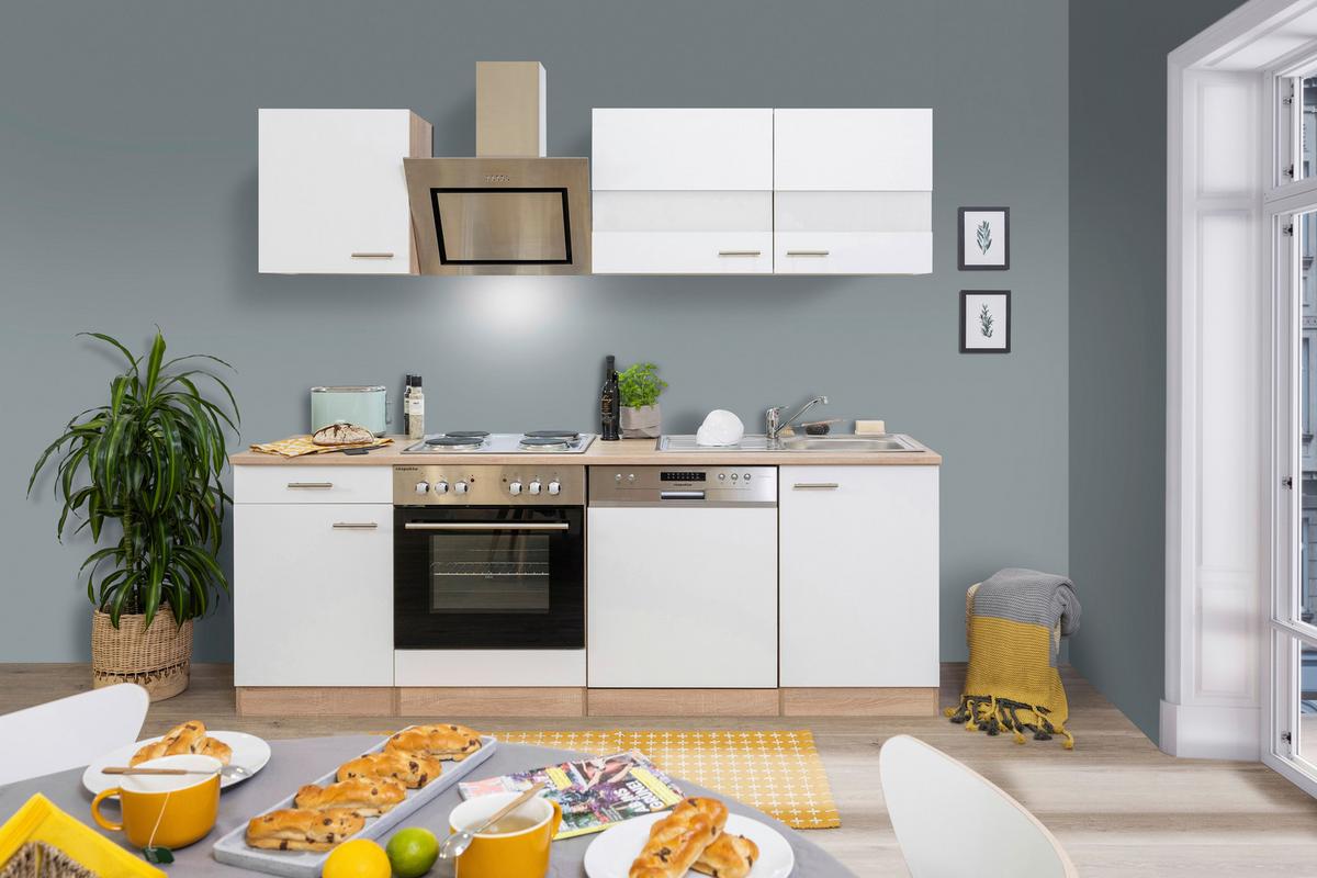 Küchenblock Merle Küchenblock 220 cm - Eichefarben/Weiß, Basics, Holzwerkstoff (220cm) - Respekta