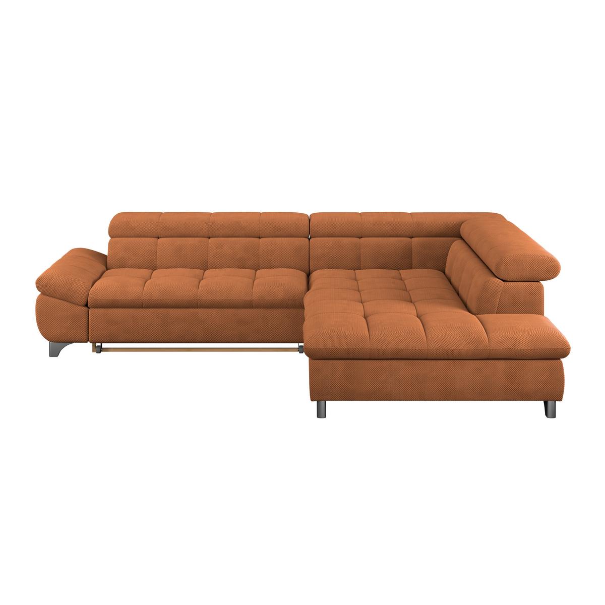Ecksofa mit Schlaffunktion Gemini Terracotta Chenille - Chromfarben/Terracotta, KONVENTIONELL, Textil (312/234cm)