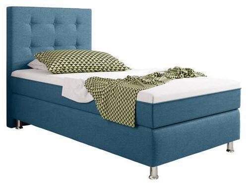 Boxspringbett Mit Topper 90x200 Köln Plus - Blau/Silberfarben, KONVENTIONELL, Textil (90/200cm) - MID.YOU