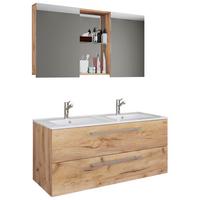 Badezimmer Budasi Honigeiche B: 111 cm - Honigeiche/Weiß, MODERN, Keramik/Holzwerkstoff (112cm) - MID.YOU