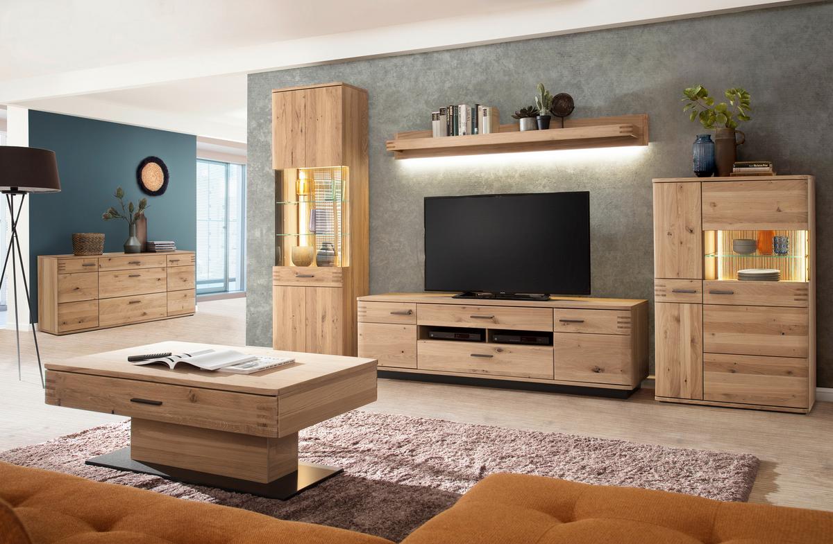 TV-Element Salvador B: 180 cm Eiche Dekor - Eichefarben/Schwarz, Design, Holz/Holzwerkstoff (180/56/50cm) - Livetastic