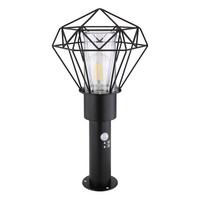 Außenleuchte + Bewegungsmelder Horace 15 Watt Edelstahl - Klar/Schwarz, Basics, Kunststoff/Metall (22,5/25,5/50cm) - Globo