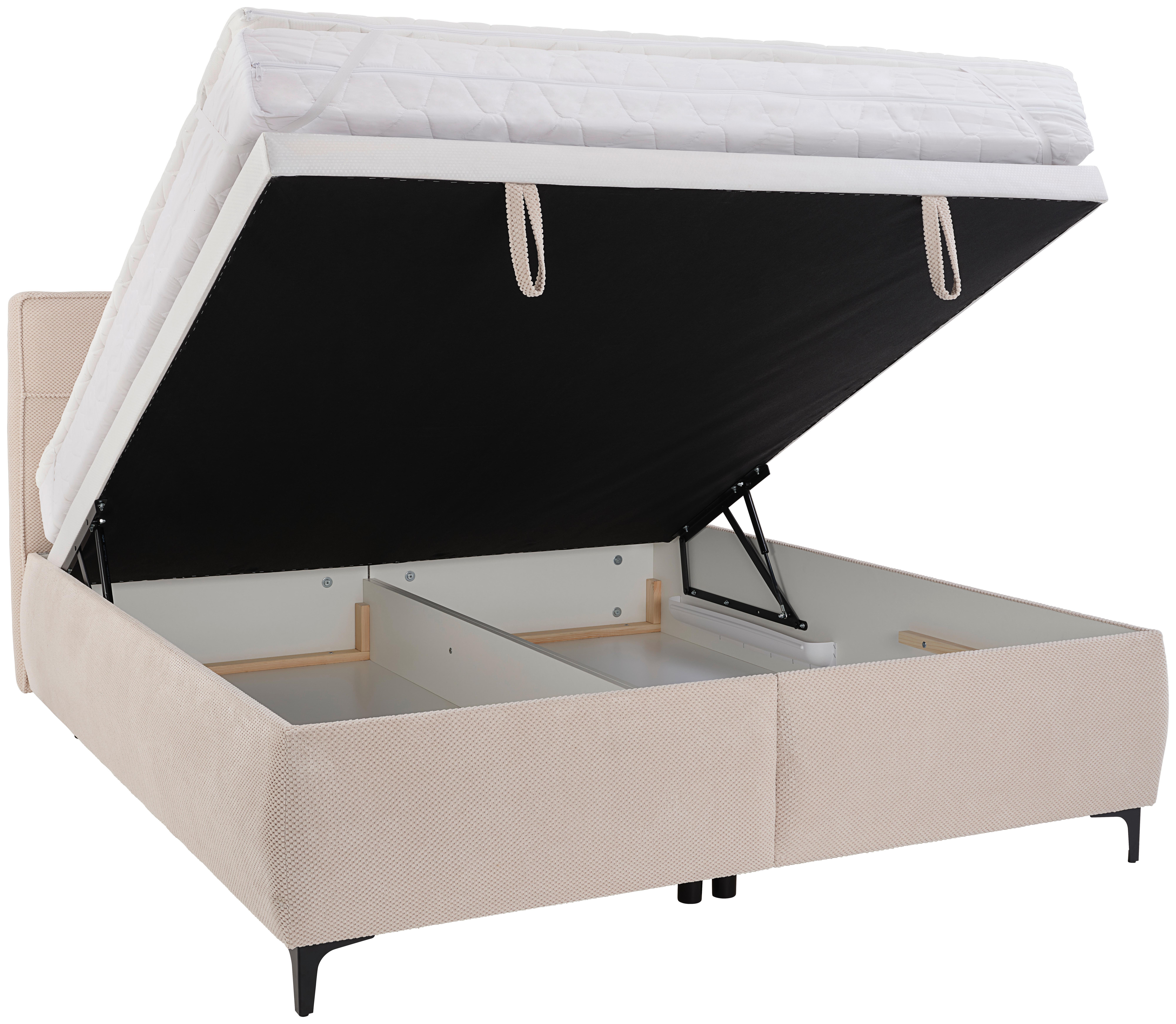 Polsterbett Zeni 180 - Beige/Schwarz, KONVENTIONELL, Holz/Holzwerkstoff (180/200cm)