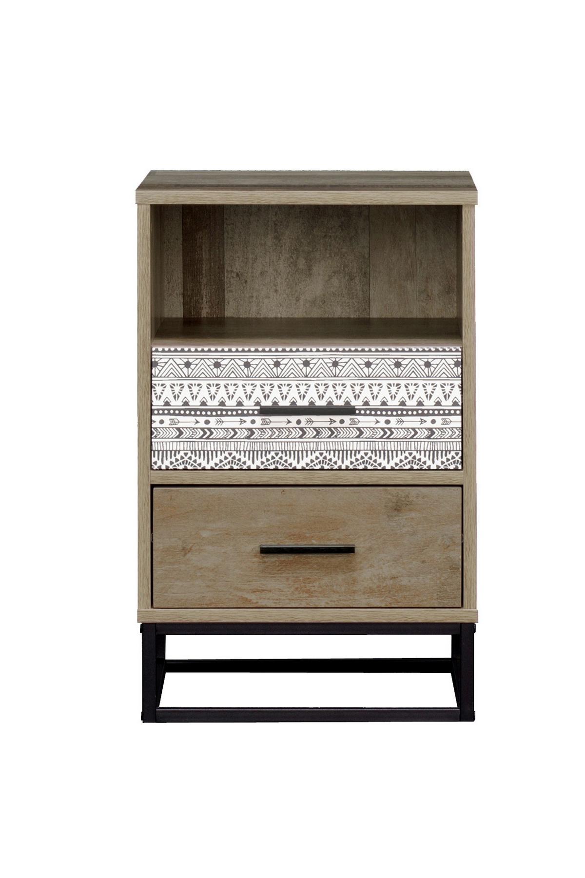 Nachttisch Graubraun/Multico. B: 39,5 cm - Graubraun/Multicolor, Design, Holzwerkstoff/Metall (39,5/62/38cm) - Livetastic