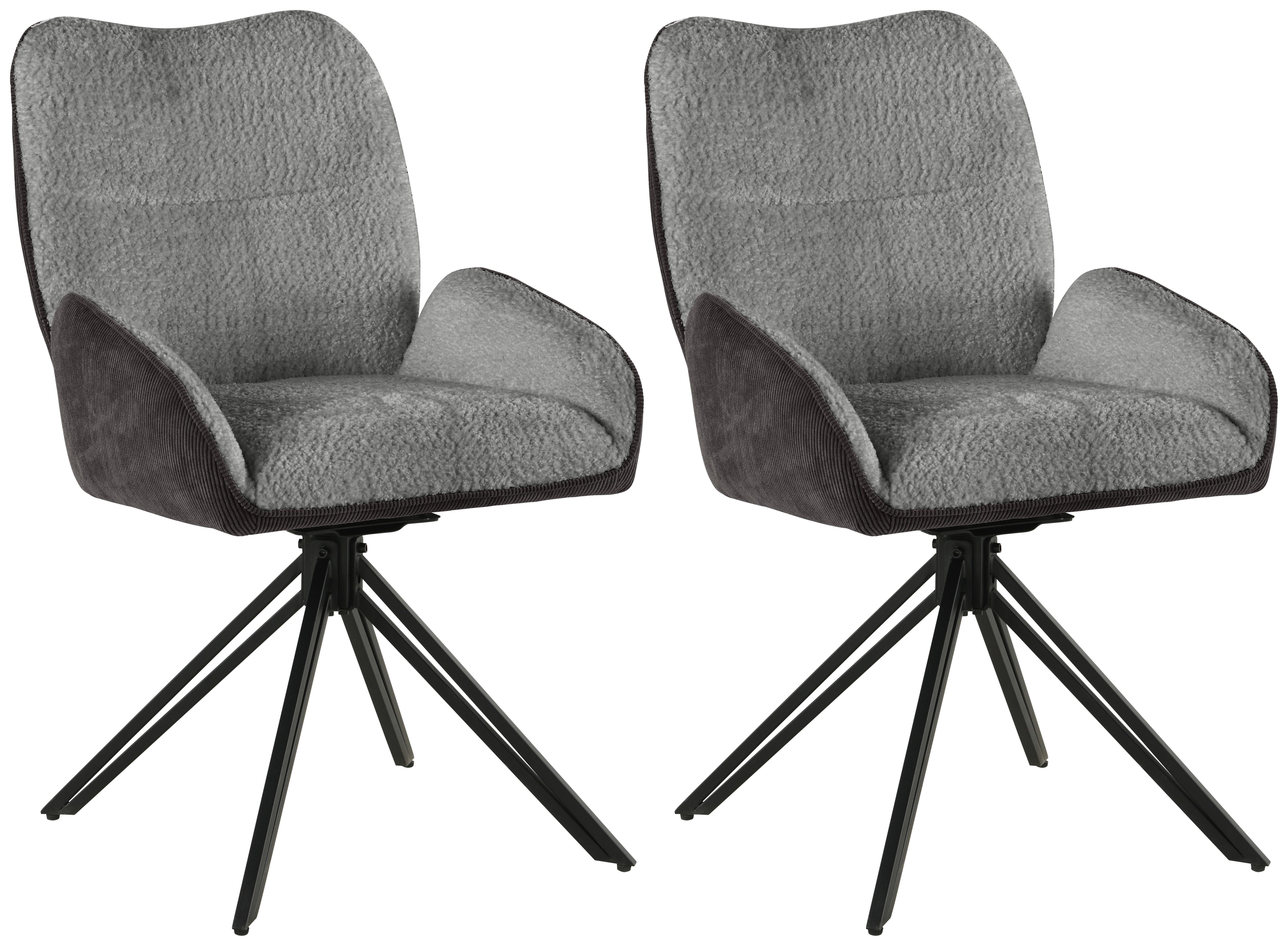 Armlehnstuhl-Set Alessio - Schwarz/Grau, LIFESTYLE, Holz/Textil (54/87/62cm) - MID.YOU