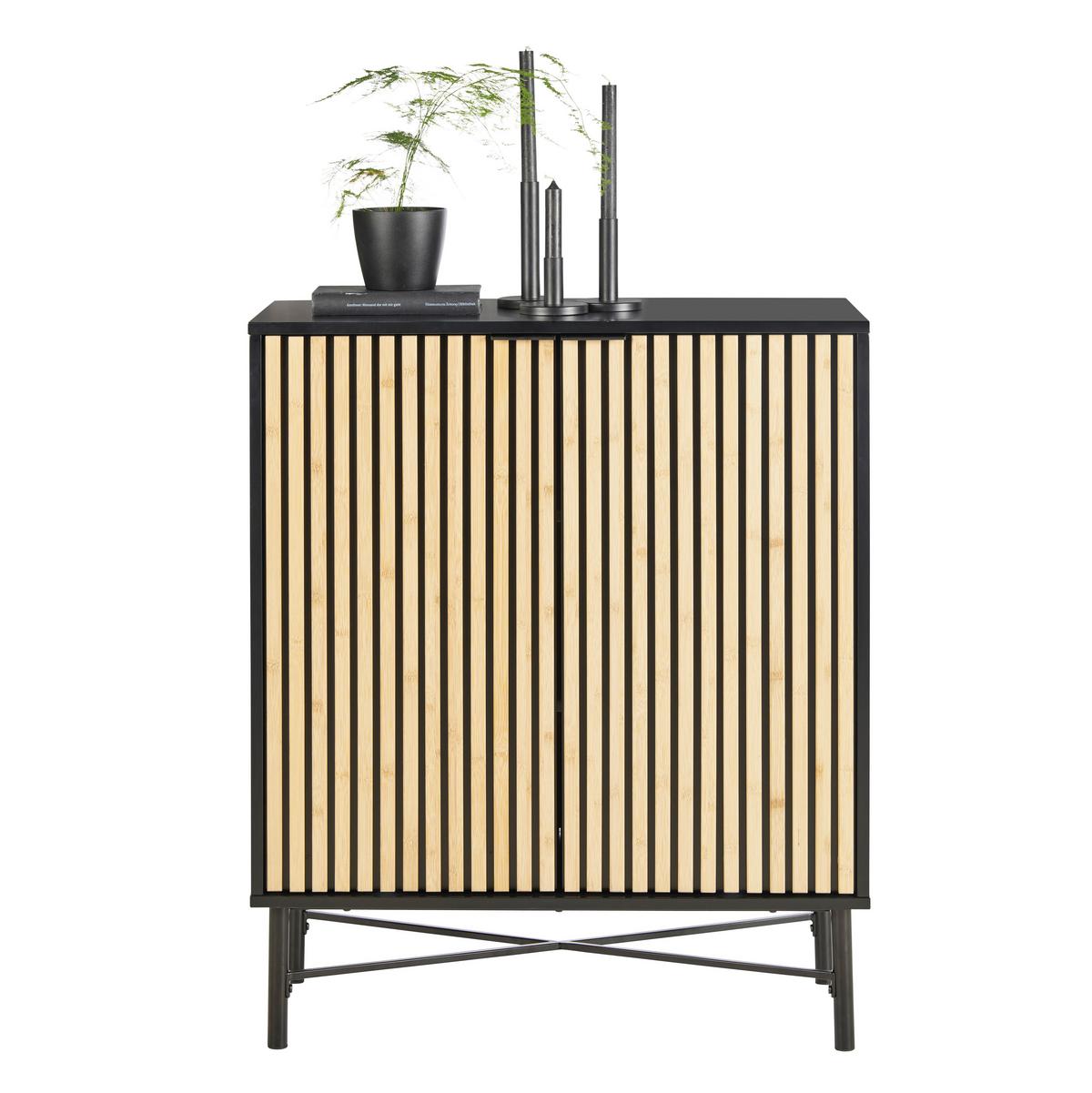 Komoda MADRID - černá/barvy dubu, Moderní, kov/dřevo (76/90/35cm) - Mömax