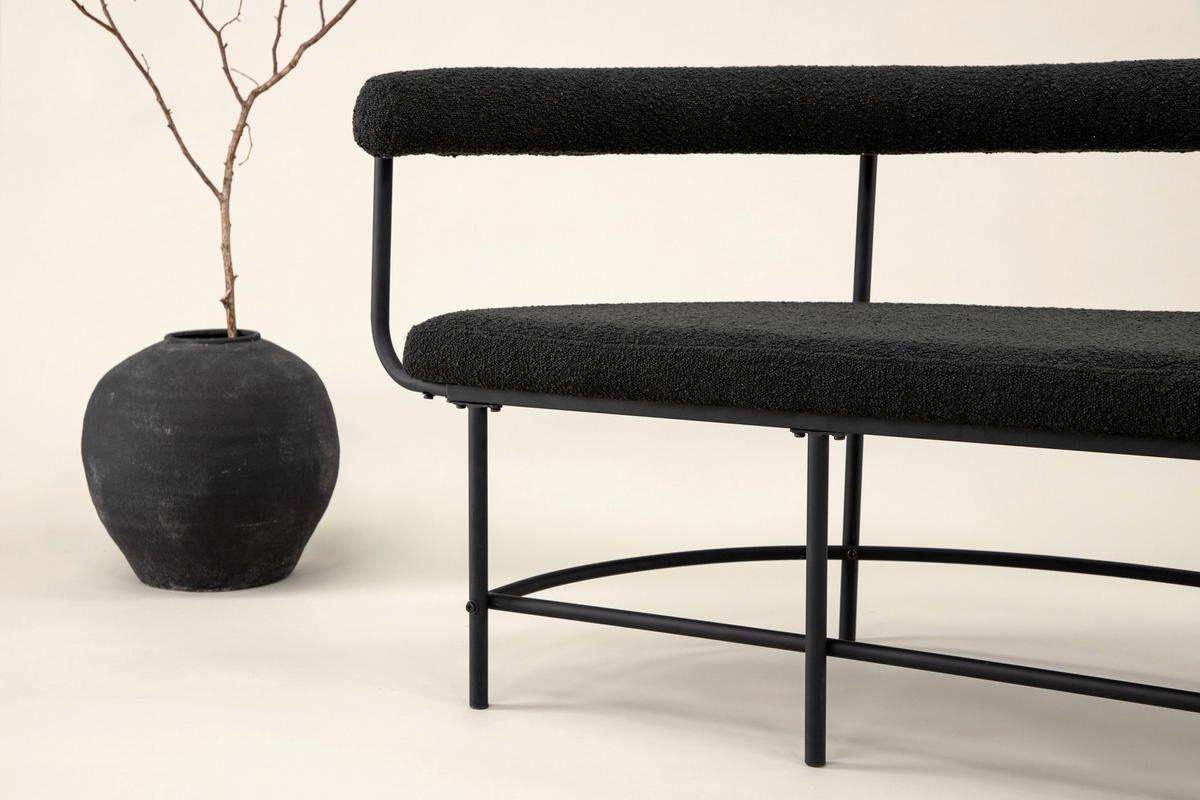 Sitzbank Stallhagen - Schwarz, Design, Textil/Metall (165/75/51cm) - Livetastic