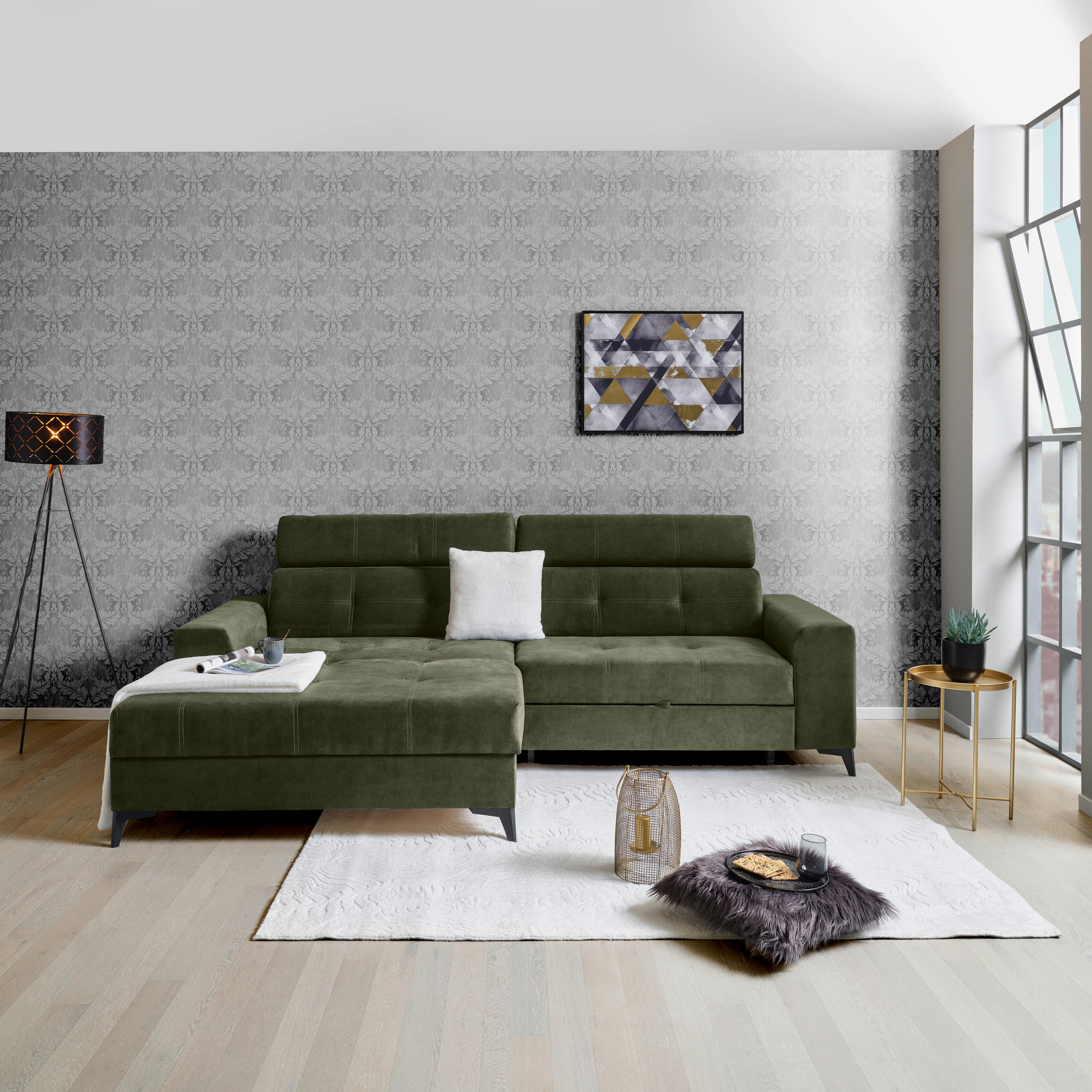 Wohnlandschaft Florida - Grün, MODERN, Holz/Holzwerkstoff (175/275cm)