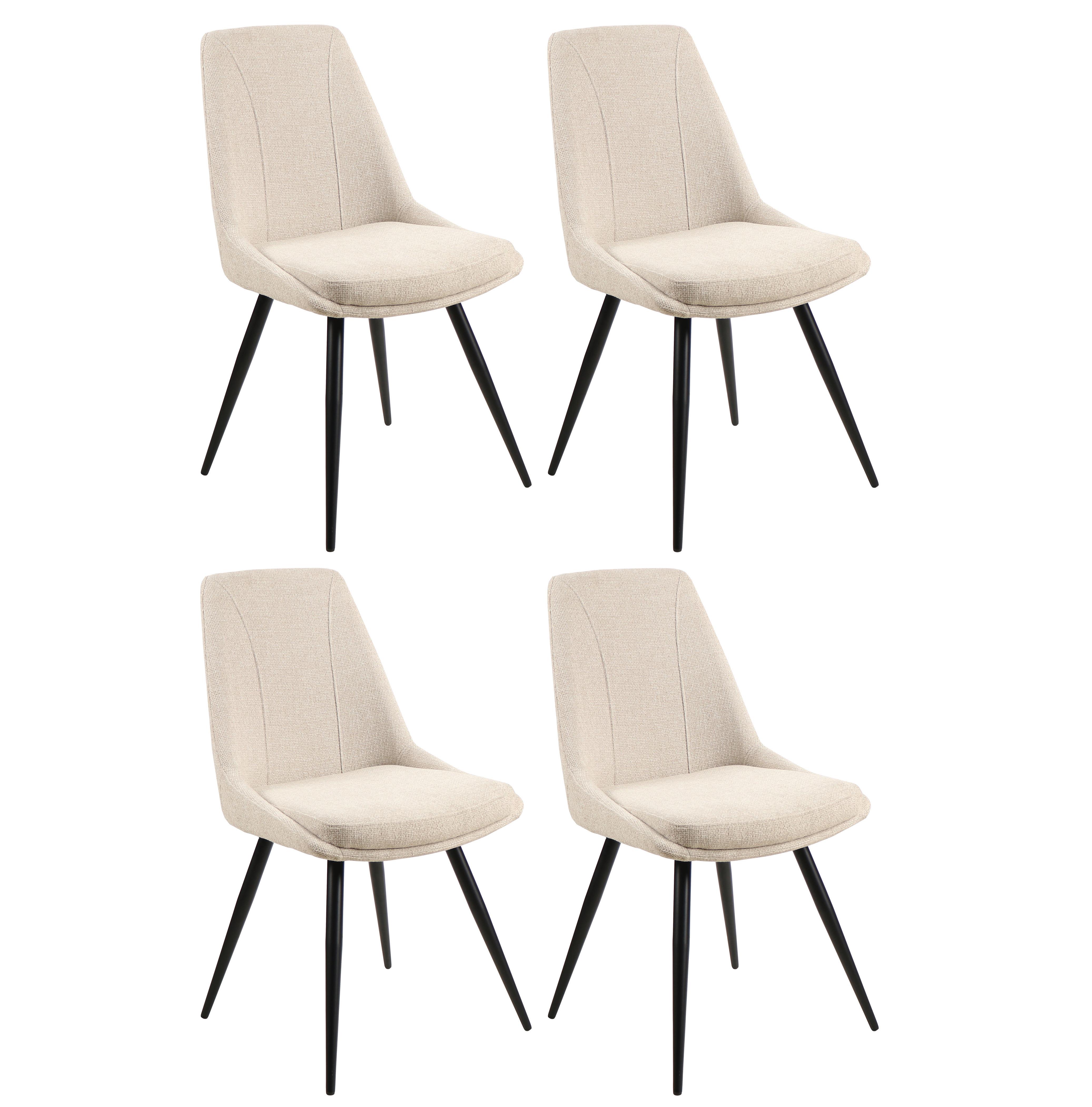 4er Stuhl-Set Corinna Bezug: Leinenoptik Beige - Beige/Schwarz, MODERN, Holz/Textil (49/88/59cm) - MID.YOU