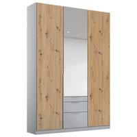 Drehtürenschrank Mit Spiegel 136 cm Alabama Extra Hellgrau - Silberfarben/Hellgrau, MODERN, Holzwerkstoff (136/229/54cm)