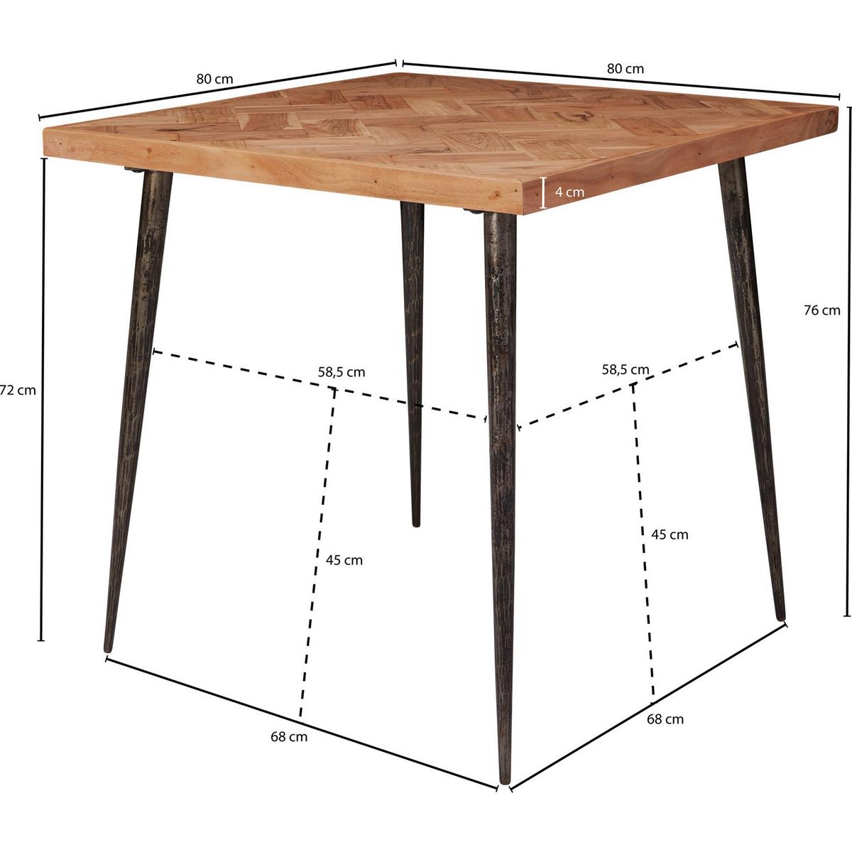 Esstisch Wl5.633 - Schwarz/Akaziefarben, Design, Holz/Metall (80/80/76cm) - MID.YOU