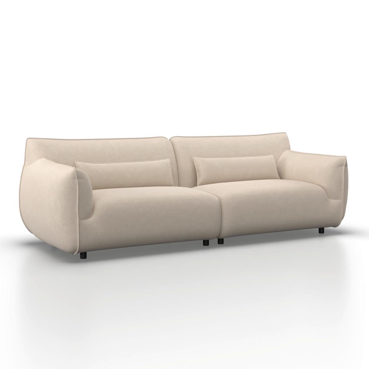 Velká pohovka CLARA, béžová - černá/krémová, Moderní, kov/dřevo (284/86/111cm) - Bessagi Home
