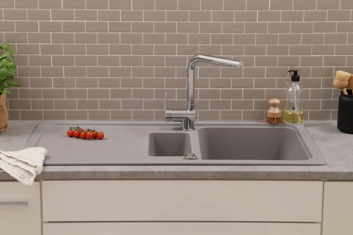 Spüle Austin Grau B: 100 cm - Grau, Design, Stein (100/20/50cm) - Respekta