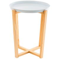 Beistelltisch Milk & Coffee Weiss - Weiß/Pinienfarben, Design, Holz/Metall (48/60/48cm) - Kayoom