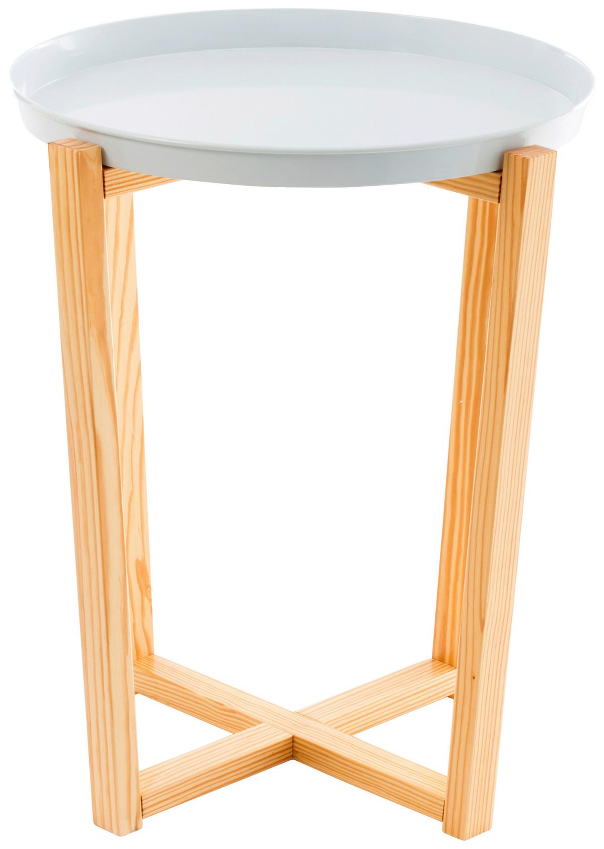 Beistelltisch Milk & Coffee Weiss - Weiß/Pinienfarben, Design, Holz/Metall (48/60/48cm) - Kayoom