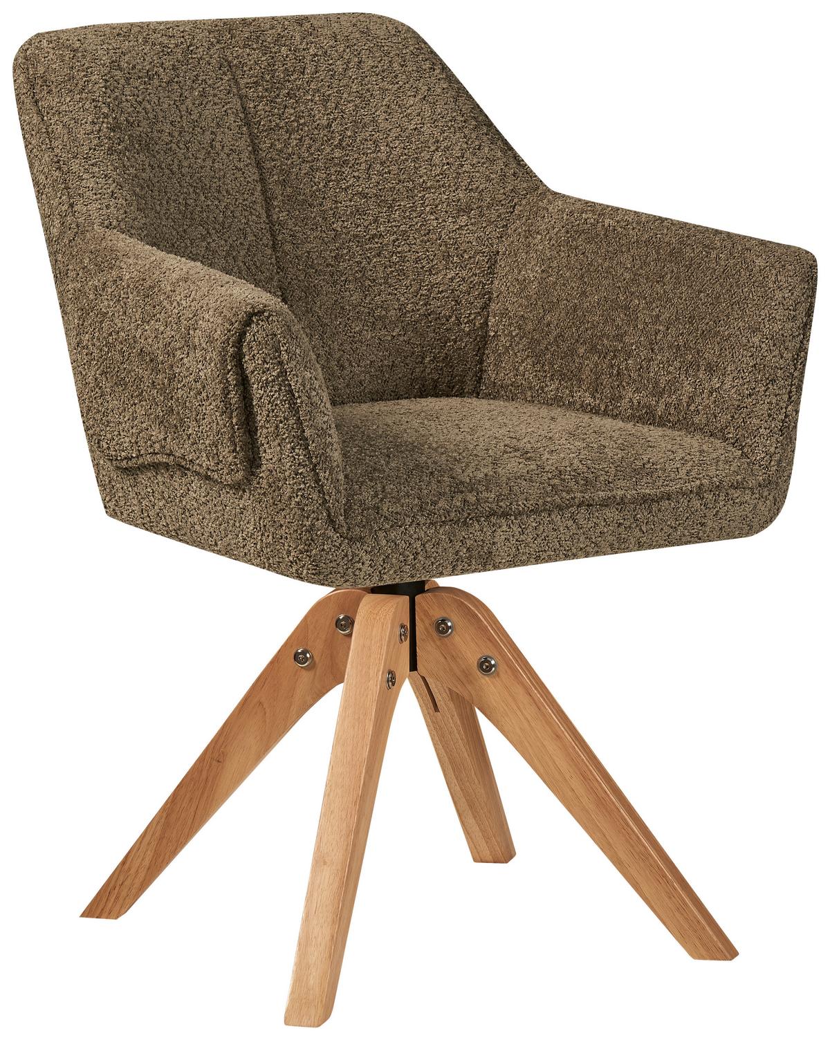 Armlehnstuhl Dian 225 - Braun, MODERN, Holz/Textil (60/86,5/63,5cm) - Kayoom