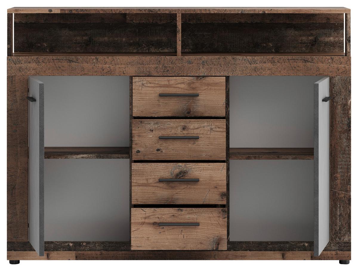 Kommode Lupo Eiche Dekor Anthrazit B: 119 Cm - Alteiche/Anthrazit, Design, Holzwerkstoff (119/96/32cm) - MID.YOU