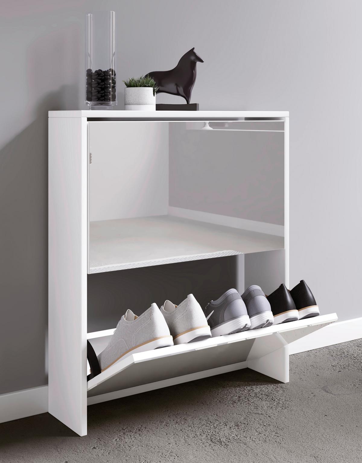 Schuhkipper Stido L Weiß Holz Deko B: 63 cm - Weiß, KONVENTIONELL, Holzwerkstoff (63/73/17cm) - MID.YOU