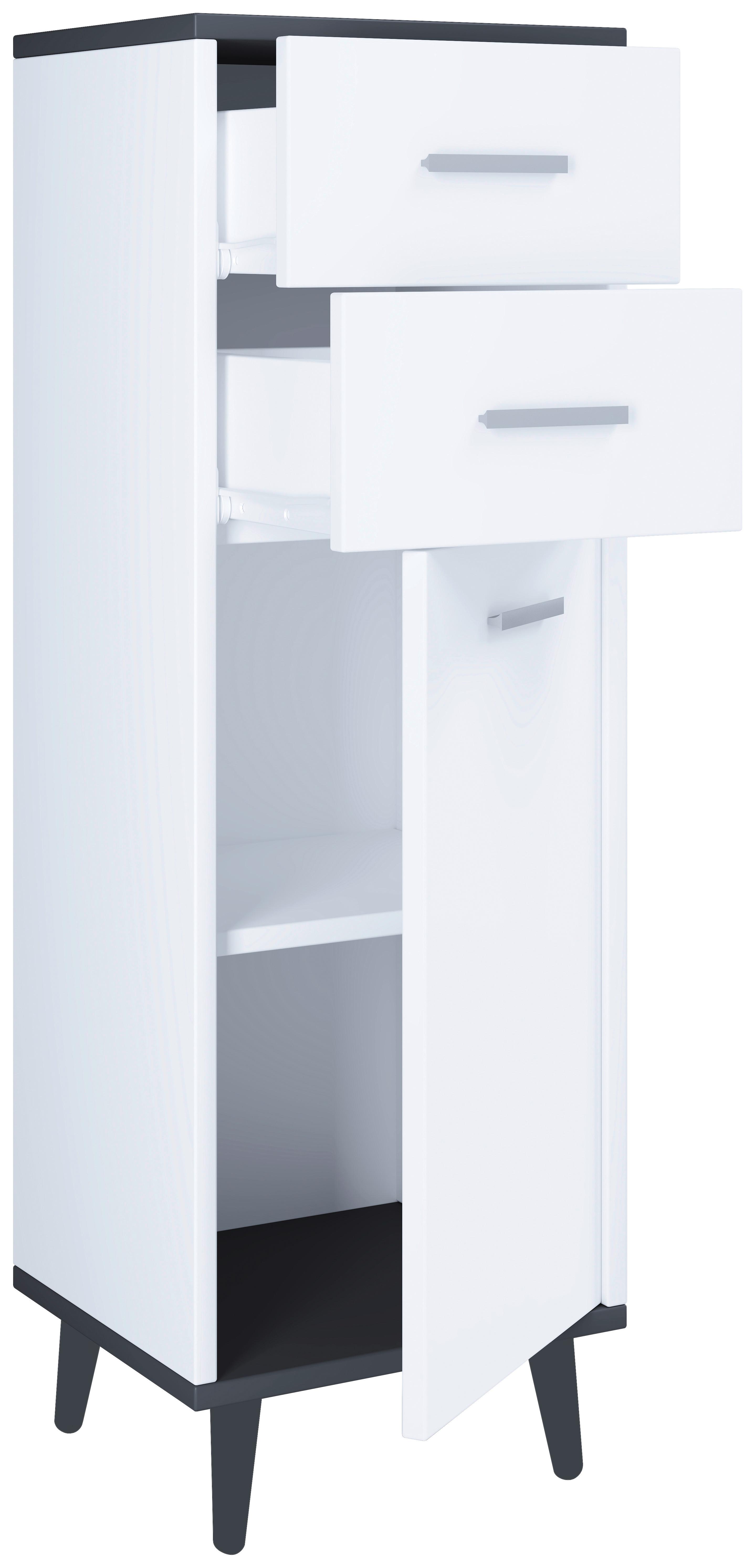 Midischrank Bad Landos B:32cm Weiß - Anthrazit/Weiß, MODERN, Holzwerkstoff (32/97/28cm) - MID.YOU
