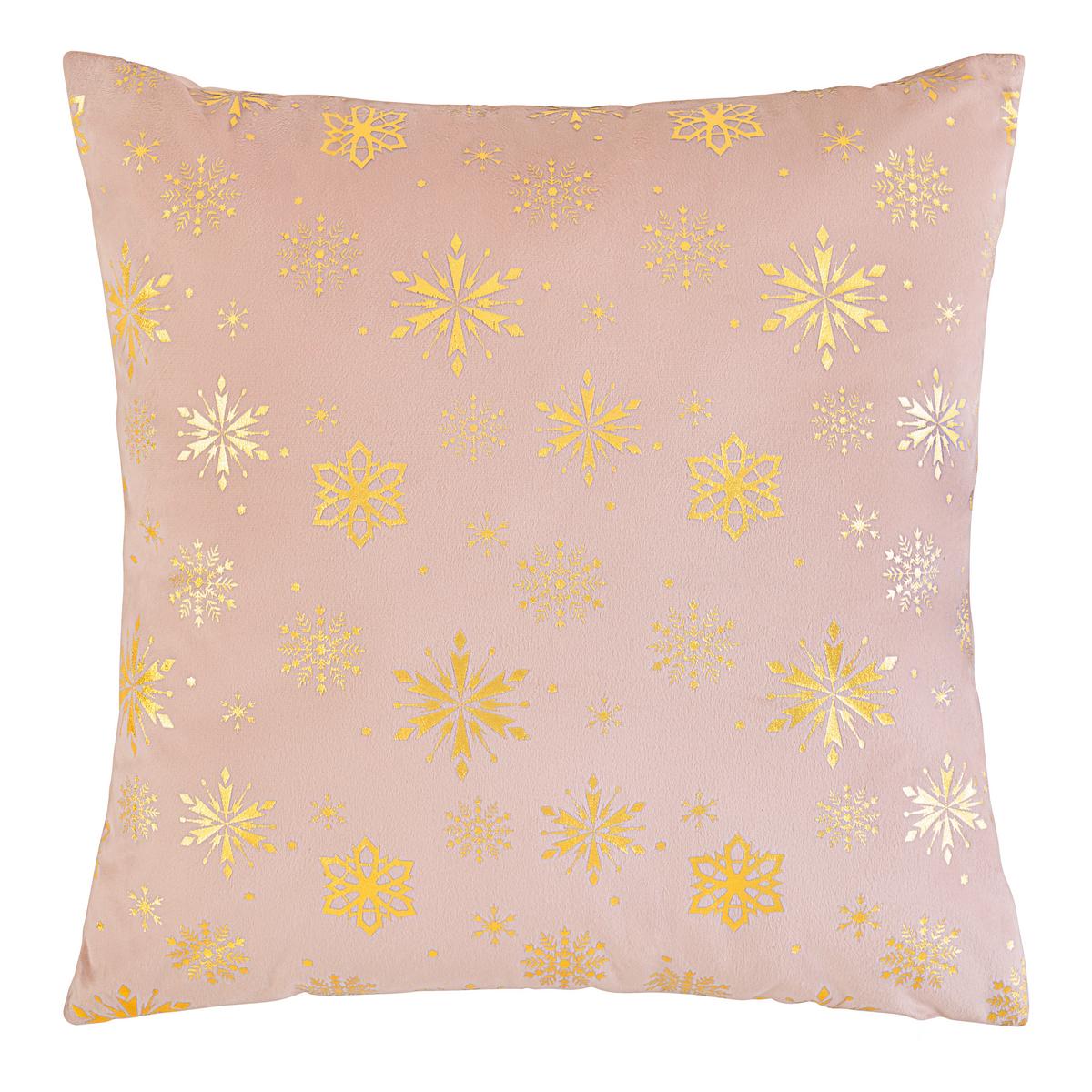 DEKORAČNÍ POLŠTÁŘ SNOWFLAKE - růžová/barvy zlata, textil (45/45cm) - Mömax