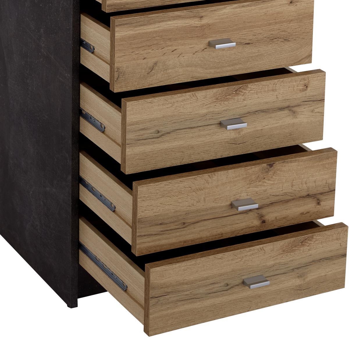 Komód 4-You 50/112 Cm - tölgyfa/szürke, Modern, faalapú anyag (50/111.4/34,6cm)
